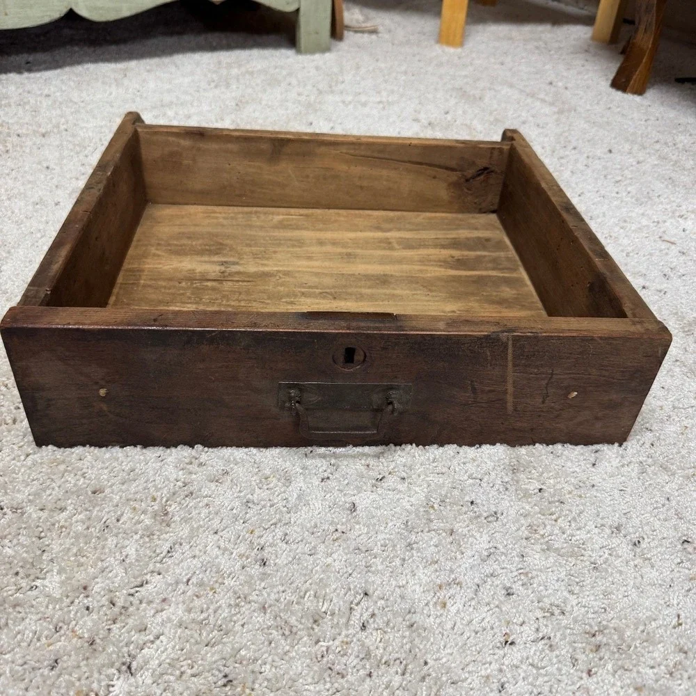 Antique Primitive Wooden Drawer Dovetail Joinery Rustic Farmhouse Storage Bin